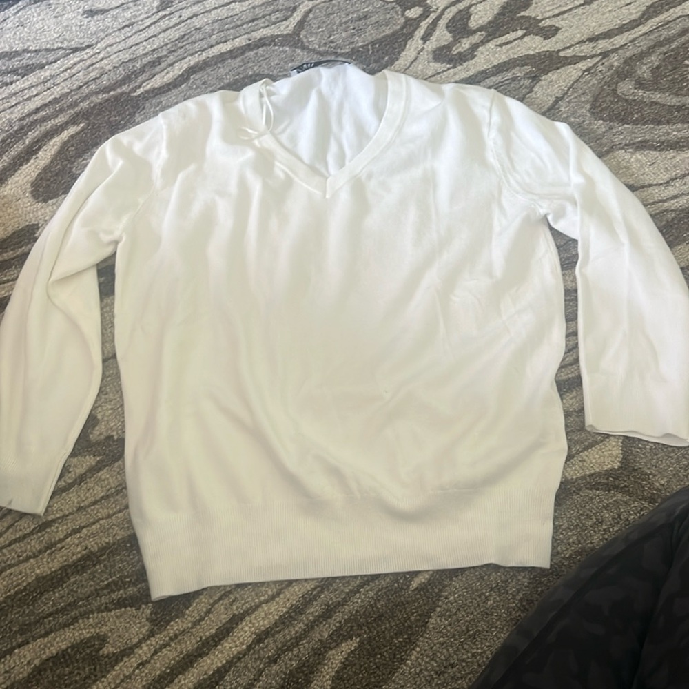 Zara white v neck sweater